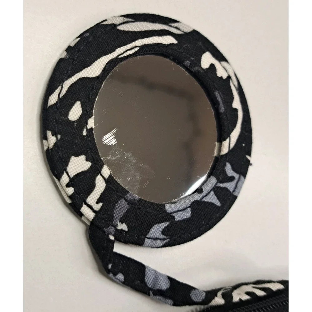 Vera Bradley Paisley Noir Mirror Cosmetic Makeup‎ Bag Black White 6x5x2
